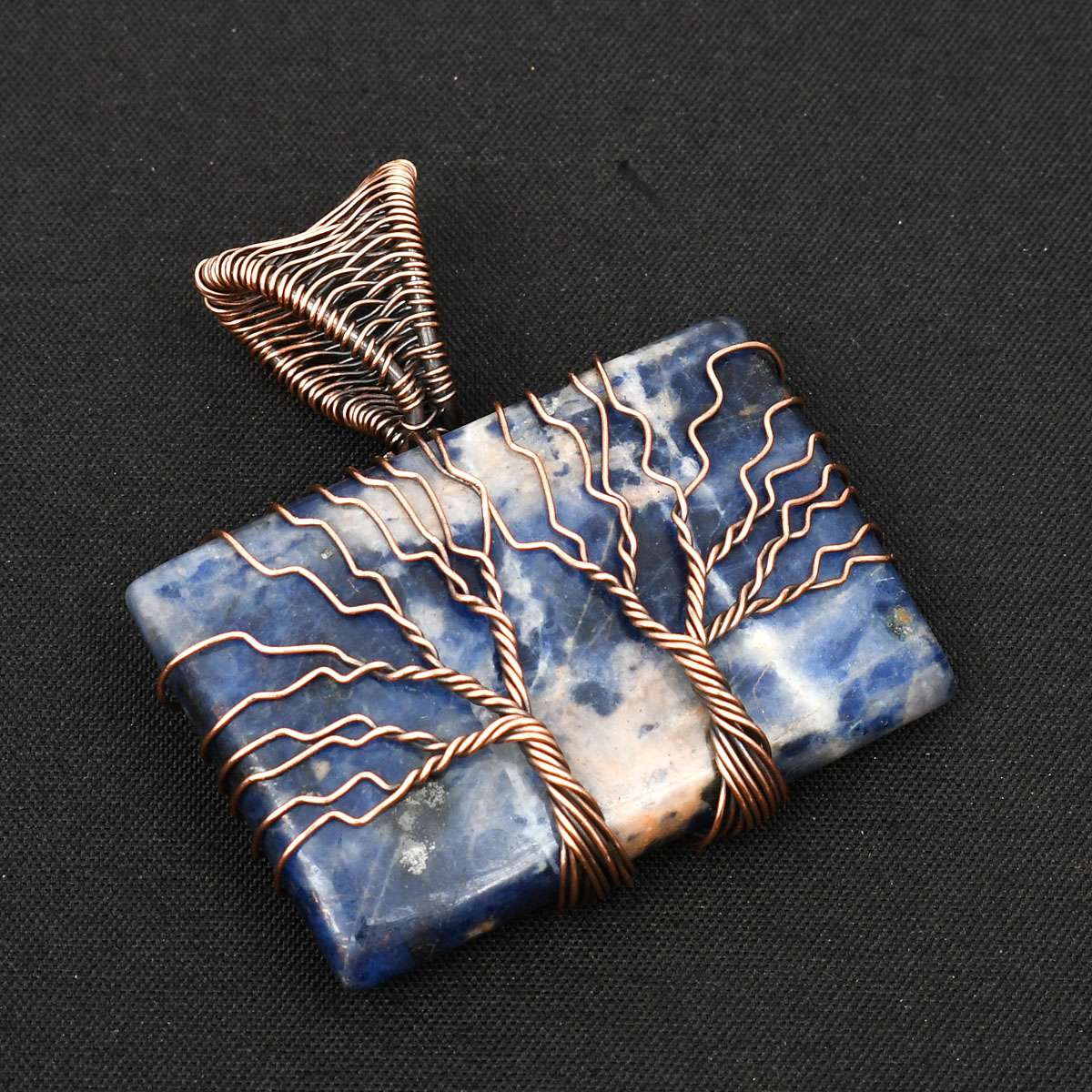 Tree Of Life Sodalite Ethnic Handmade Copper Wire Pendant Jewelry 1.88