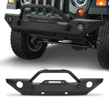 Front Bumper Guard Fit Wrangler Jk Jku 2007-2018 W Fog Light Hole Winch Plate