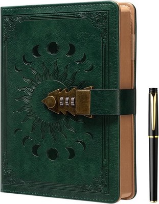 ZXHQ Lock Journal with Pen, A5 240 Pages Diary with Lock, Brown Edge, Refillable