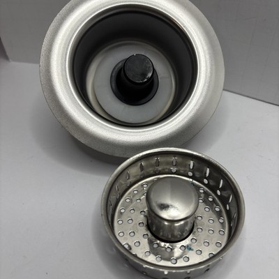 Round Silver Metal Kitchen Sink Strainer Basket w/ Drain Body Drop-In, 1 Pack