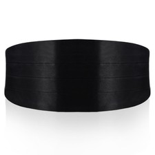 Lusofie Men's Solid Color Cummerbund Black Cumberbund Men with Large,