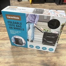 CleverMade Foldable Tote Bag on Wheels Soft Grip BLACK Capacity: 90L  75 lbs.