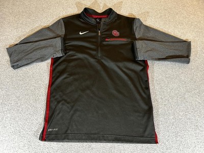 Oklahoma Sooners Shirt Mens Small Black Nike Dri Fit 1/4 Zip Pullover Golf OU