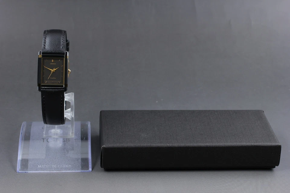  Vintage 1985 N MINT Seiko Exceline 7321-5980 Black Tank Qz Womens Watch JAPAN - Image 2 of 4