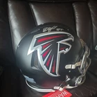 Drake London Falcons Autographed Black Full-Size Athentic Helmet (Fanatics) COA
