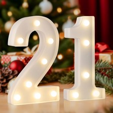 LED Marquee Letter Lights Decorative Light Up Numbers 21 Sign Battery Party