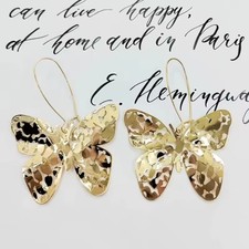 Exclusive Golden Butterfly Cutout Statement Hoop Dangle Earrings Fashion Jewelry