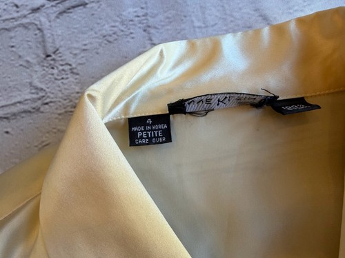 True Vintage 1980's Ivory Blouse 100% Silk Anne Klein ll Size 4 Petite Cufflinks - Picture 6 of 22