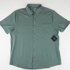 01.Algo 01.Performance Short Sleeve Button Up Shirt Mens XXL Green