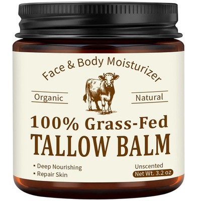 Beef Tallow for Skin & Face, Organic Grass Fed Beef Tallow Balm, Unscented Natur
