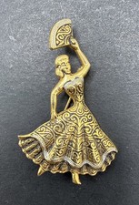 Damascene Woman Dancing Brooch Pin J40b