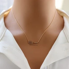 STG 18K Gold Plated Tennis Racket Pendant Necklace