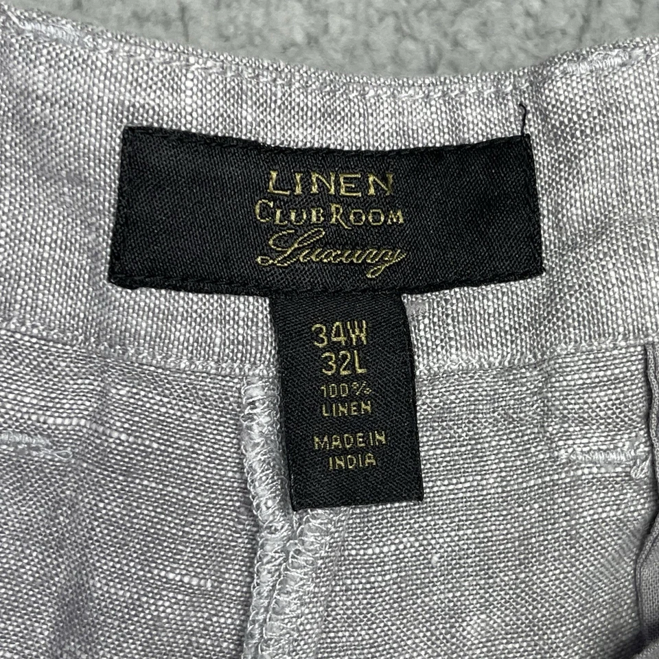 Club Room Luxury 100% Linen Pants Mens Size 34X30 Gray Casual Beach - Image 3 of 4