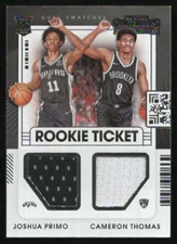 2021/22 Contenders JOSHUA PRIMO/CAMERON THOMAS Dual Relic Dual RC Rookie Card