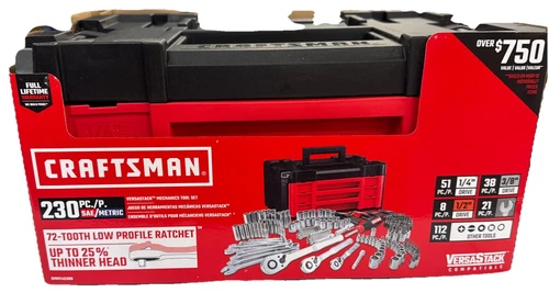 ARTIGIANO Versastack Set di utensili per meccanica 1/4 in 3/8 in e 1/2 in unità 230 pezzi-
