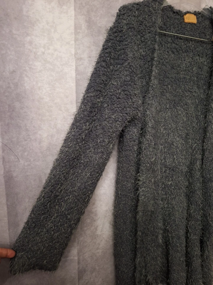 POL Fuzzy Duster Cardigan 毛衣 尺寸 M 开放 厚 毛茸 舒适 Lagenlook 灰色 波西米亚 — 第 2/4 张图片