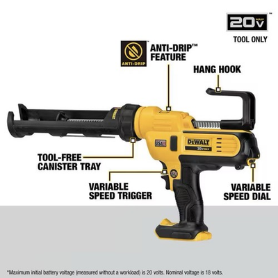 #ad #ad DeWALT DCE560B 20V Max Li ion Cordless 10oz 300ml Caulk Adhesive Gun Qty $144.99
