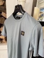 Image of Belstaff Mineral Green Cotton Jersey Tshirt With Patch Logo Never Worn 21”ptp