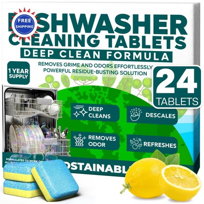 Cleaner and Deodorizer Tablets 24 Pack Dishwasher Sudstainables Cleaning Buildup