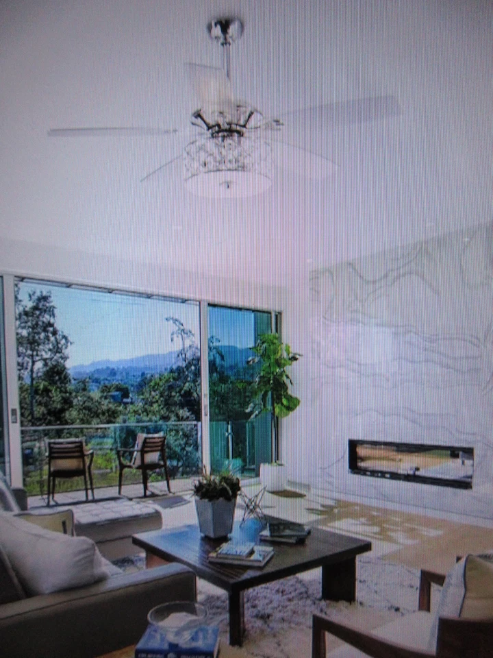 Matrix Decor 52 in. Chrome Crystal Chandelier Ceiling Fan with Light & Remote - Image 2 of 4