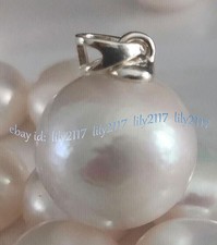 Gorgeous AAA 8-13mm Genuine Natural Round South Sea White Pearl Pendant 14K Gold