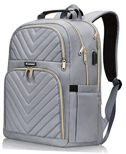 17.3 Inch Grey Laptop Backpack for Women Men Large School Bag Teens-image