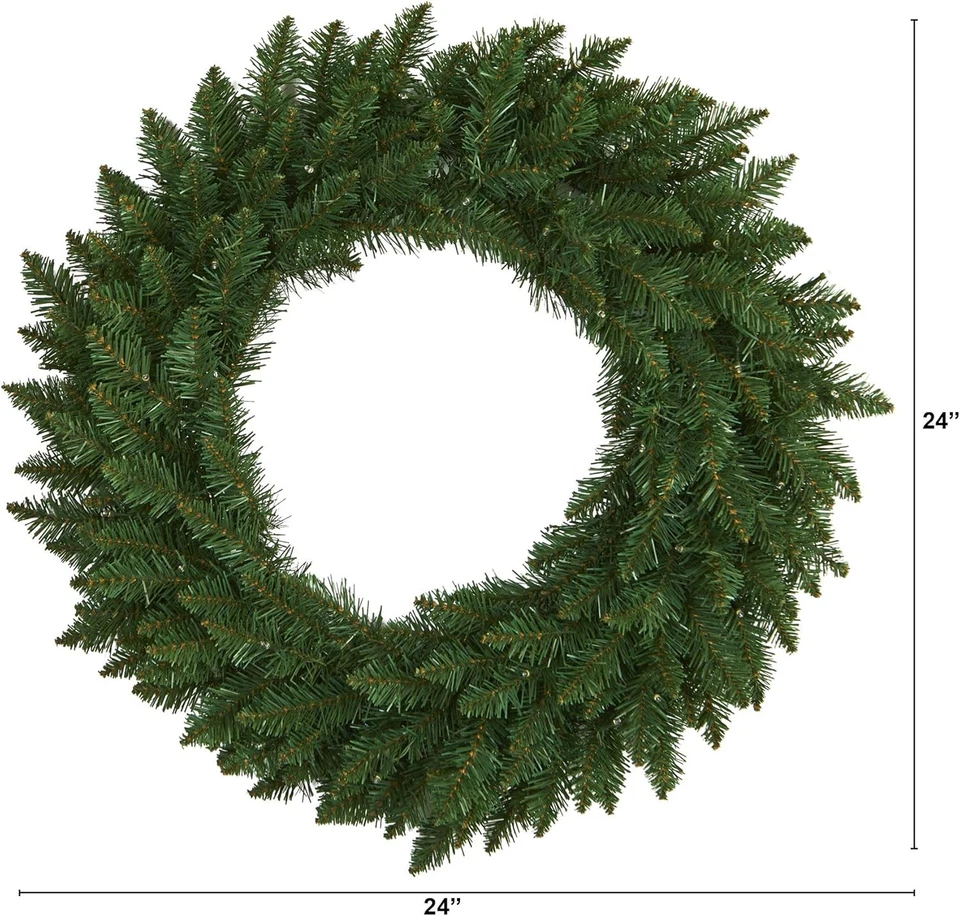 24" Green Pine Artificial Christmas Wreath with 35 LED Lights - Image 3 of 4