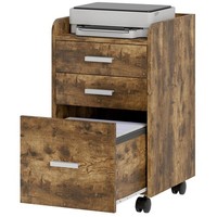 HOMCOM Mobile Filing Cabinet, File Cabinet with 3 Drawers, Refurbished