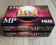 2 TDK Hi8 MP 120 8mm Camcorder Videotape Brand NEW Sealed Hi8MP Made In Japan