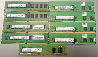 Lot of (9) Samsung Sk Hynix 8GB 1Rx8 2Rx8 PC4-2133P Server Ram Memory 72GB total