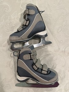 Riedell Junior Ice Skates kids Unisex Size 8J blade 6 2/3 Onyx Gray Used