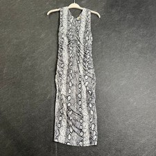 MICHAEL KORS Snake Print Ruched Midi Dress Women's Size S Bone