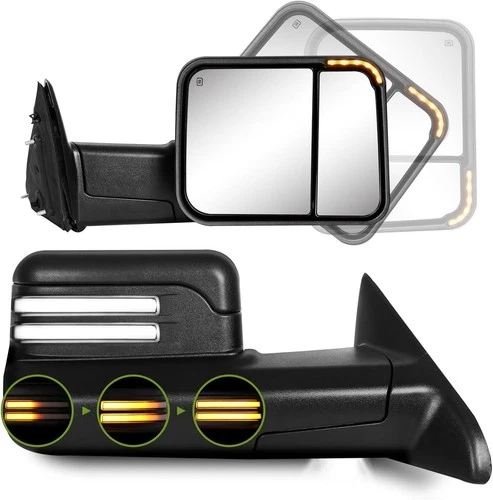 Pair Power Heated Towing Mirrors Switchback Signals For 2009-2018 Dodge Ram 1500