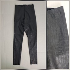 Commando Faux Leather Leggings Womens SZ M Black Snake Texture High Rise Pull On