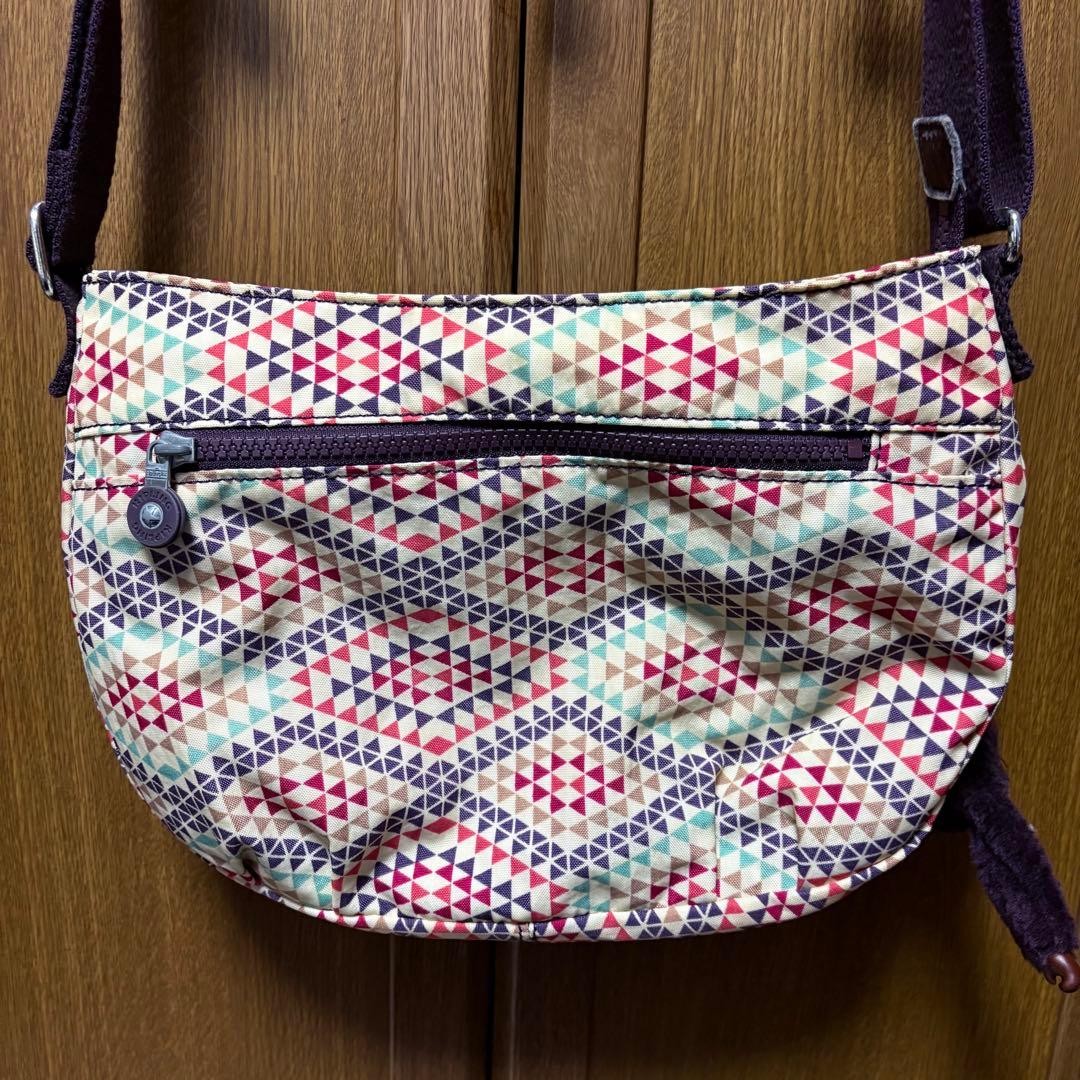 Kipling Shoulder Bag Triangular Pattern Red Pink … - image 4