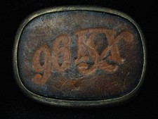 QL25143 VINTAGE 1970s 96KX COUNTRY RADIO STATION LEATHER BELT BUCKLE