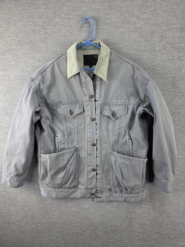 R13 Lacey Trucker Jacket Steel Blue Corduroy Collar Small video thumbnail