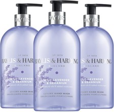 Liquid Hand Wash Soap 3 Pack 500ml Lavender Geranium Bathroom Kitchen Bulk Set