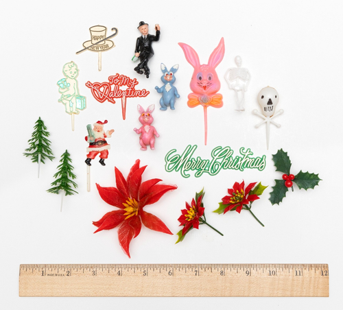 Vintage Holiday Assortment of Cake Cupcake Decorative Picks - Picture 1 of 5