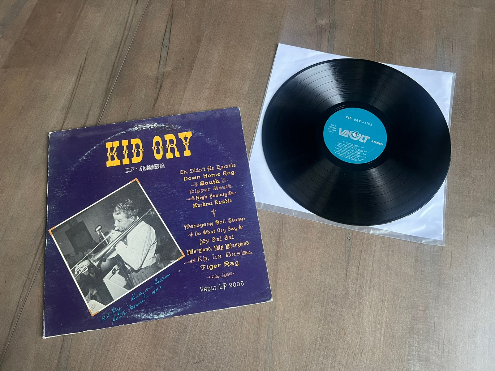 Kid Ory Live Vintage Jazz Vinyl LP Record Album, Vault (SLP 9006