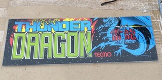 Thunder Dragon Tecmo Original plexiglass arcade game sign marquee Of63