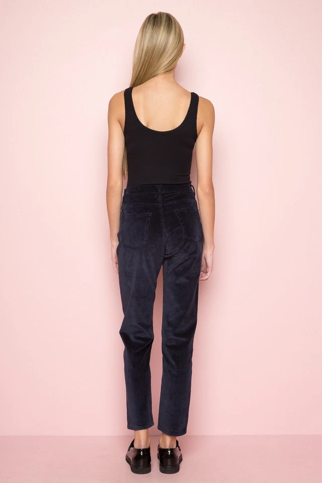 Pantalones de pana Brandy Melville azul marino acanalados cintura alta JANE Tilden talla S Foto 2 de 4