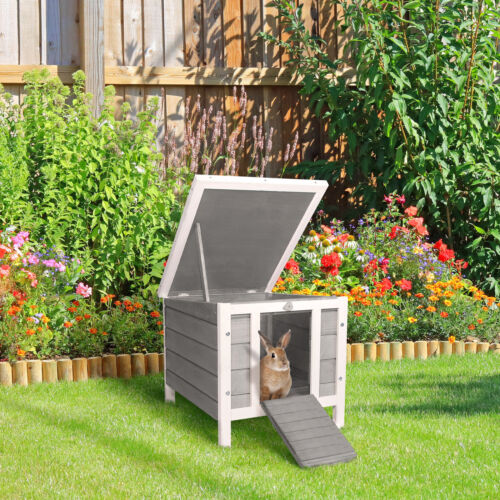 Small Wooden Rabbit Hutch Outdoor Bunny Cage Guinea Pig Duck House for Outside - Picture 2 of 9