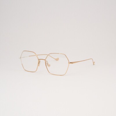 Caroline Abram Brille Viky Hexagon Gold Weiß Retro Metall Brillengestell
