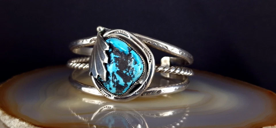 Armreif Silber Türkis Indianer massiv - zauberhaft & auffällig - Bild 2 von 4