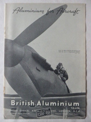 8/1939 PUB BRITISH ALUMINIUM VICKERS ARMSTRONGS SPITFIRE QUILL ORIGINAL AD