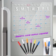 Clear Dry Erase Calendar Board 16.5x12 Inch Magnetic Acrylic Calendar for Fridge