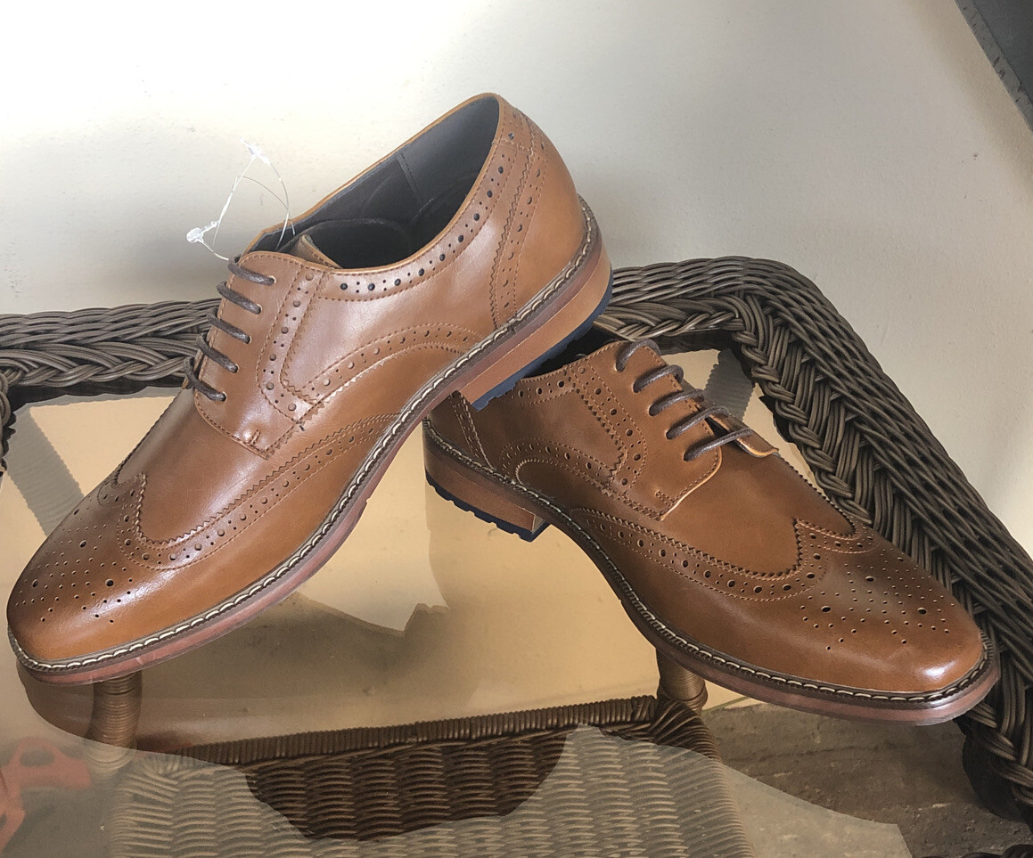 SAOLA Scarpe stringate VAN HEU "George" da uomo marroni con memory foam TAGLIA 8