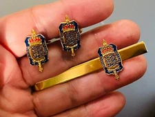 3 PC "VIRIBUS UNITIS"-UNITED FORCES-CUFFLINKS/TIE BAR- AUSTRO-HUNGARIAN MOTTO