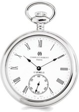 Charles Hubert Stainless Steel Open Face Pocket Watch XWA2742